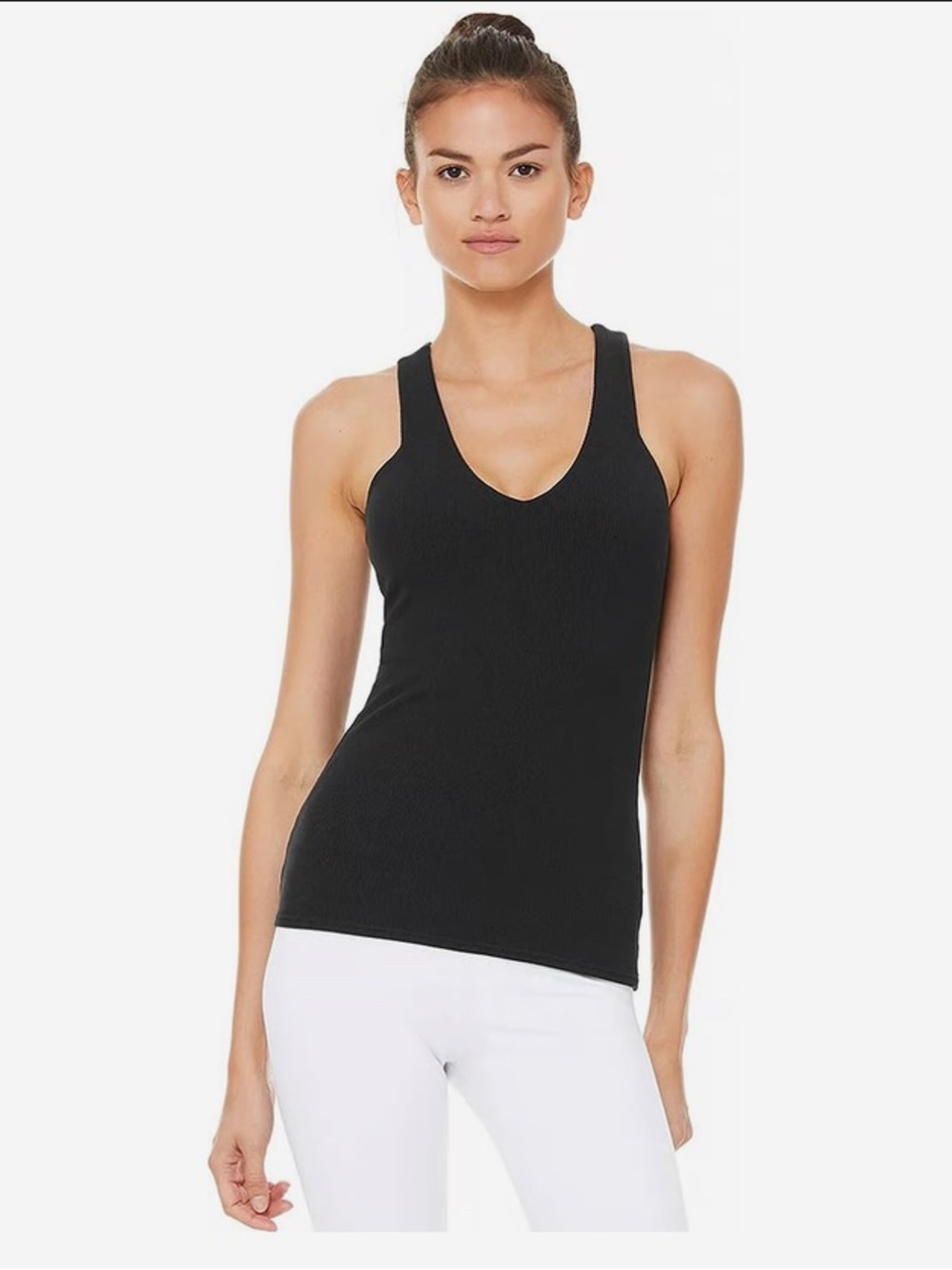 ALO Yoga Elevate Ribbed V-Neck Tank• SMALL•EUC•BLACK